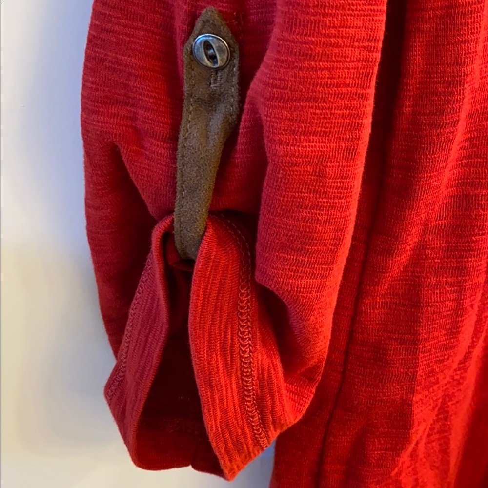 Ralph Lauren Faux Suede Detail Shirt Red/Brown - Picture 4 of 5